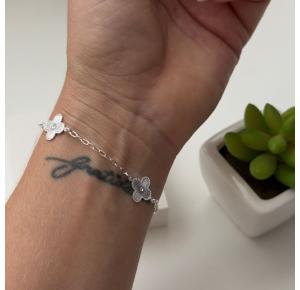 Pulseira Regulável Três Trevos em Prata 925